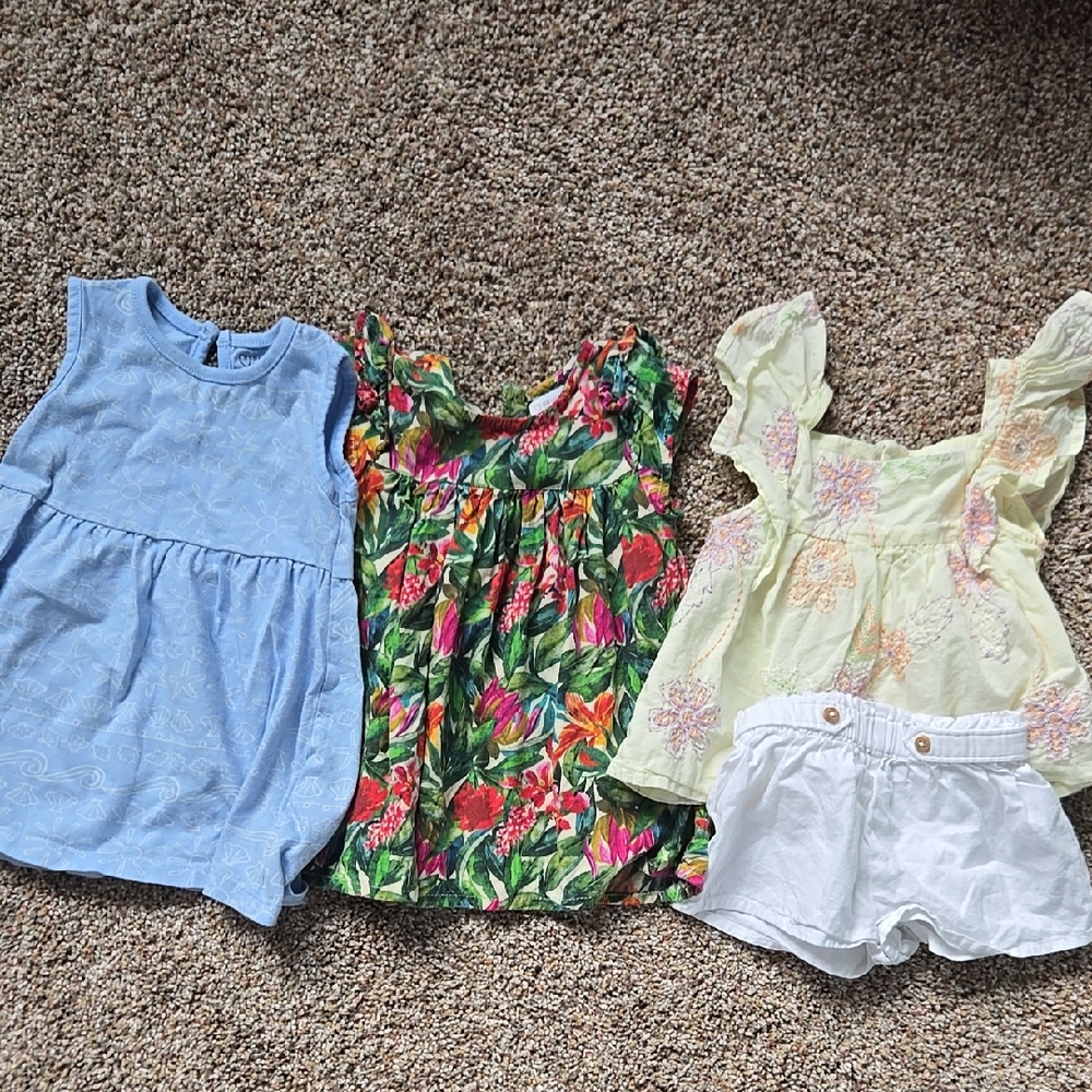 Primark 3 Summer Dresses 3 to 6 months cotton and viscose Preowned